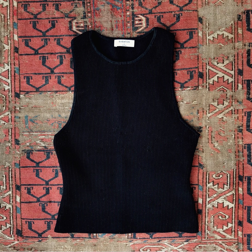 Aritzia Babaton Sculpt Knit Racer Tank in Black Size L